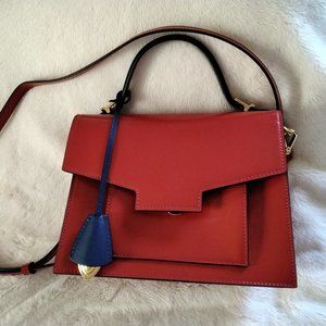 Escada red leather bag  top handle and shoulder strap